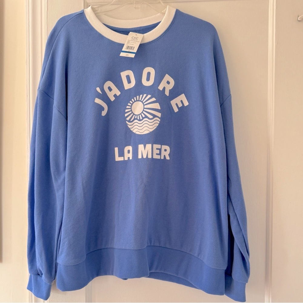 C&C California J'adore La Mer Sweatshirt Coastal Lagenlook
